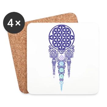 Méditation de spiritualité Géométrie sacrée Symbole Om - Dessous de verre (lot de 4) - blanc - Devant