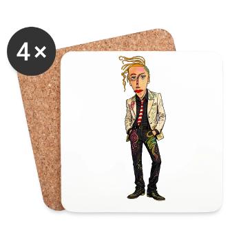 Punk Suit Portrait - Coasters (set of 4) - white - Front