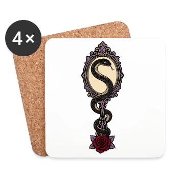 Serpent and Mirror Gothic Rose - Coasters (set of 4) - white - Front