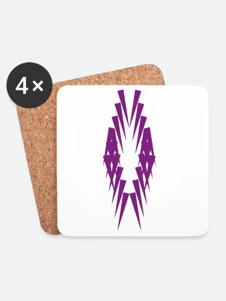 Geometrische Violettspitzen Silhouette - Untersetzer (4er-Set) - Weiß