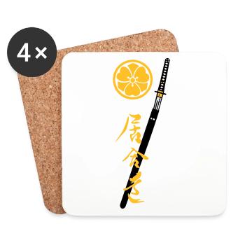 Iaido Kanji Katana & Mon - Untersetzer (4er-Set) - Weiß - Vorne