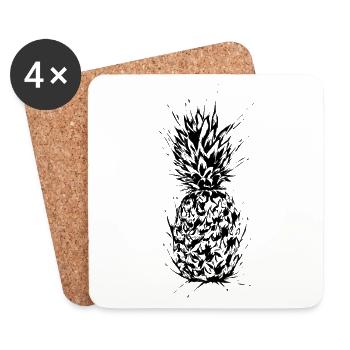 Ananas - Untersetzer (4er-Set) - Weiß - Vorne