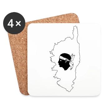 Corse France Carte - Dessous de verre (lot de 4) - blanc - Devant