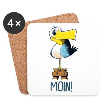 lustige Moin Moewe - Untersetzer (4er-Set) - Weiß - Vorne