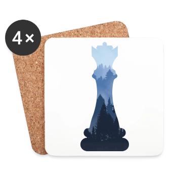 Schach Silhouette Wald - Schachspieler - Chess - Untersetzer (4er-Set) - Weiß - Vorne