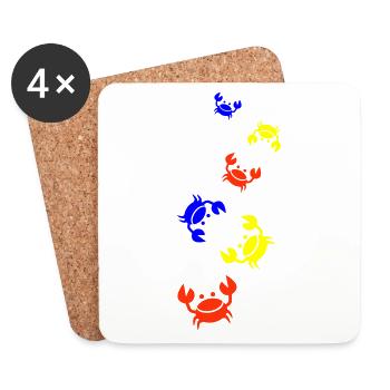 Krebs tier Bunt - Untersetzer (4er-Set) - Weiß - Vorne