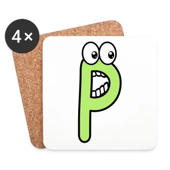 P - Buchstabe P mit Augen 👀 - Untersetzer (4er-Set) - Weiß - Vorne