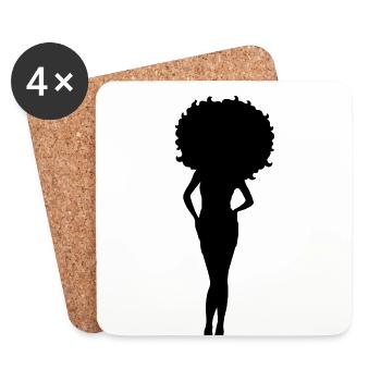 Sexy Afro Woman Silhouette T-Shirt - Coasters (set of 4) - white - Front