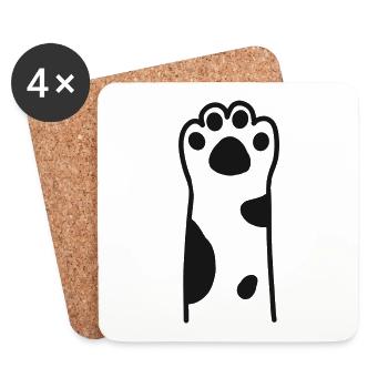chat femelle patte de chat - Dessous de verre (lot de 4) - blanc - Devant