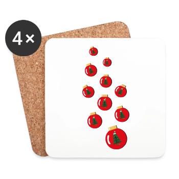 Wilde Weihnachtskugeln mit Weihnachtsbäumen. - Untersetzer (4er-Set) - Weiß - Vorne