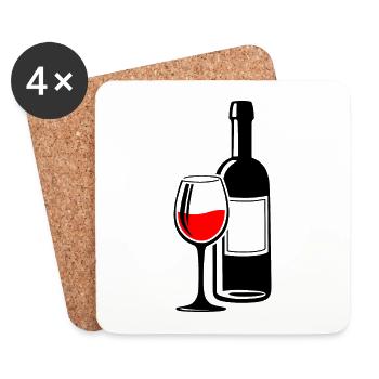 Wein Weinglas Weinflasche Rotwein Weinliebhaber - Untersetzer (4er-Set) - Weiß - Vorne