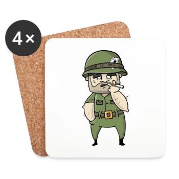 La guerre est un soldat de l’enfer dessin animé - Dessous de verre (lot de 4) - blanc - Devant