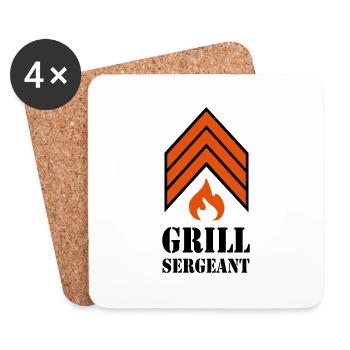 Grillen - Grillsergeant - Untersetzer (4er-Set) - Weiß - Vorne
