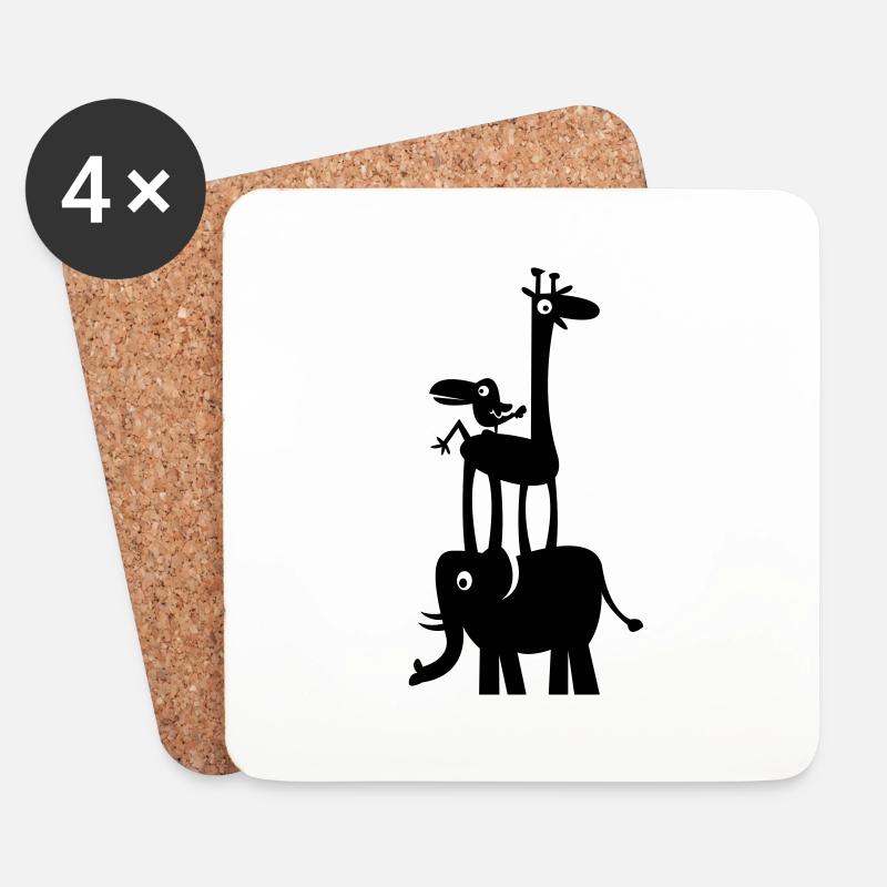 Funny_Zoo - Untersetzer (4er-Set) - Weiß