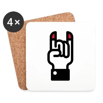 Teufelshörner Handzeichen / Devil's Horns Hand - Untersetzer (4er-Set) - Weiß - Vorne