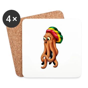 rasta cthuhlu pieuvre - Dessous de verre (lot de 4) - blanc - Devant