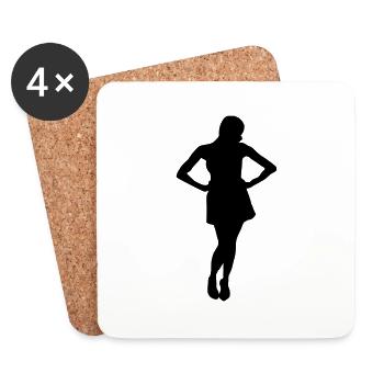 Frau Körper Silhouette Vektor-Design - Untersetzer (4er-Set) - Weiß - Vorne