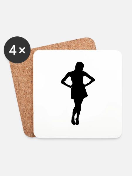 Woman body Silhouette vector design - Coasters (set of 4) - white