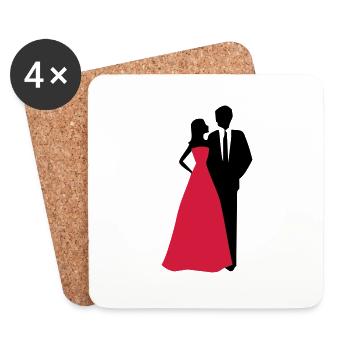Couples de mariage, jeune mariée, marié - Dessous de verre (lot de 4) - blanc - Devant