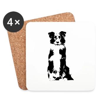 Border Collie - Coasters (set of 4) - white - Front