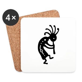 Indian lucky charm Kokopelli - Coasters (set of 4) - white - Front