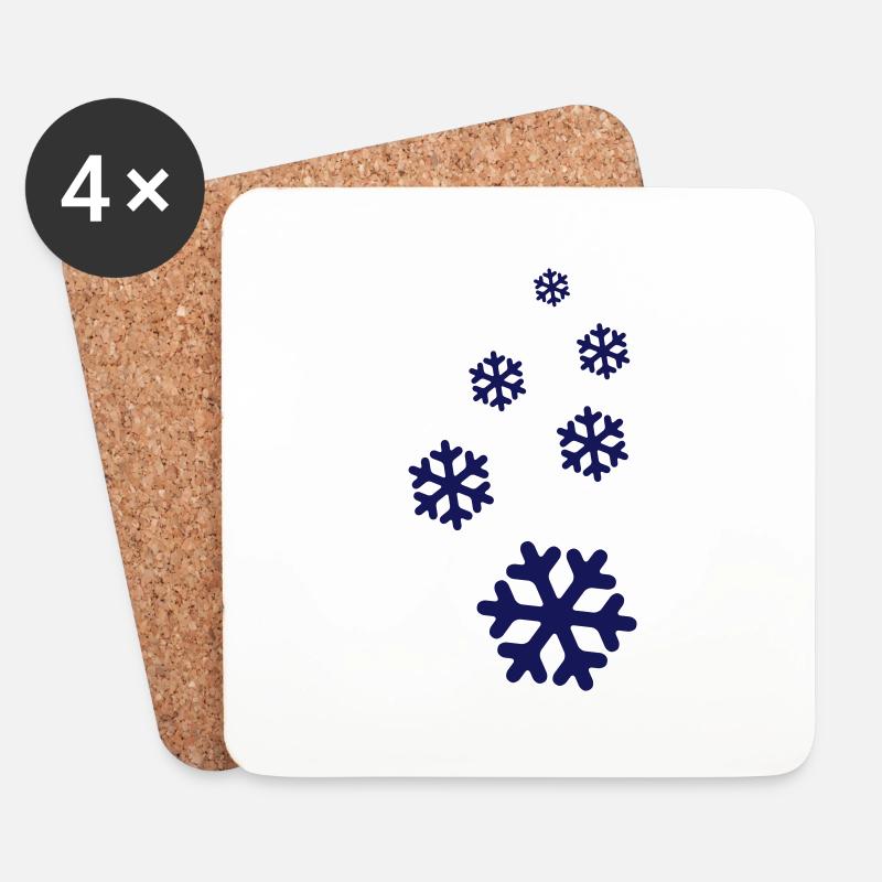 Schneeflocken - Untersetzer (4er-Set) - Weiß