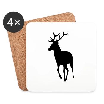 deer deer silhouette shadow Shadow1 - Coasters (set of 4) - white - Front