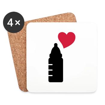 babyflasche_love_2__f2 - Dessous de verre (lot de 4) - blanc - Devant