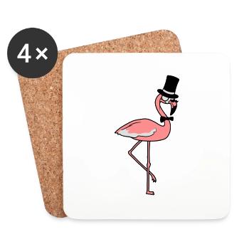 sir mr gentlemen empire cylinder hat monocle flam - Coasters (set of 4) - white - Front