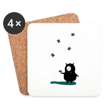 Butterflies and monsters - Coasters (set of 4) - white - Front
