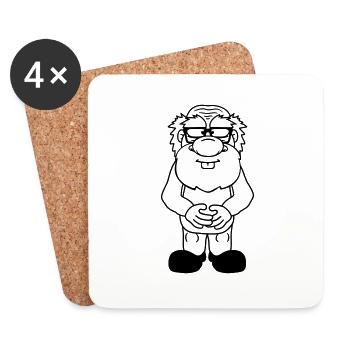 klein opa alt grossvater papa hornbrille bart nerd - Untersetzer (4er-Set) - Weiß - Vorne