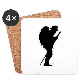 Man walker with stick - Coasters (set of 4) - white - Front