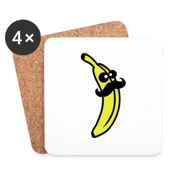 Sir Mustache Banana - Untersetzer (4er-Set) - Weiß - Vorne