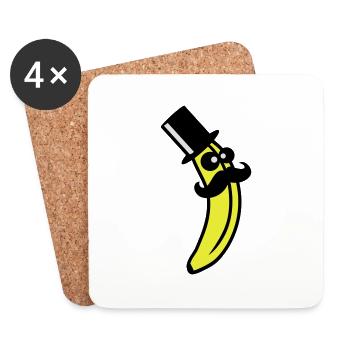 Sir Mustache Banana - Untersetzer (4er-Set) - Weiß - Vorne