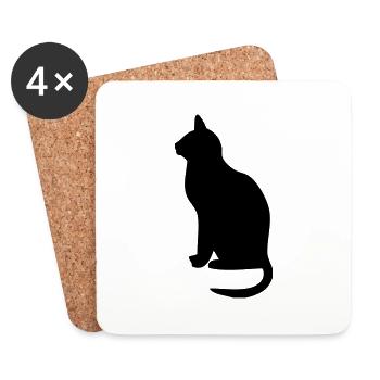 cat - Dessous de verre (lot de 4) - blanc - Devant