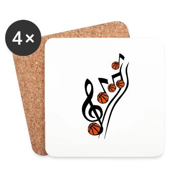 score music basketball note cle ball - Coasters (set of 4) - white - Front