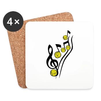 score music volleyball note cle ball - Coasters (set of 4) - white - Front