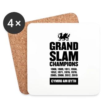 Wales - Grand Slam Champions - Coasters (set of 4) - white - Front