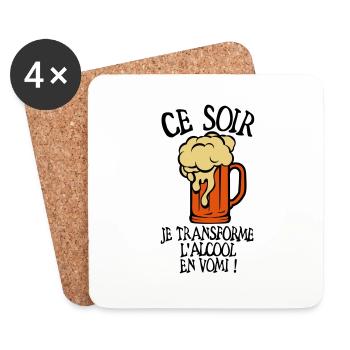 ajouter age transforme alcool vomi anniv - Dessous de verre (lot de 4) - blanc - Devant