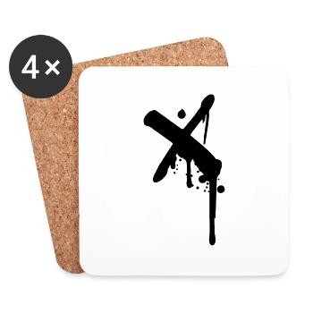X Croix Croix graffiti gouttes spray - Dessous de verre (lot de 4) - blanc - Devant