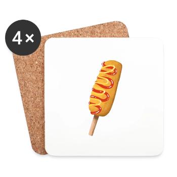 Bacon Cheddar Jalapeno Corn Dog - Coasters (set of 4) - white - Front