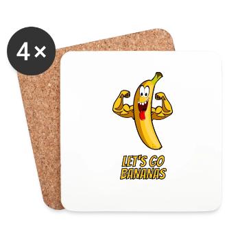 Allons bananes - banane party muscles jaunes - Dessous de verre (lot de 4) - blanc - Devant