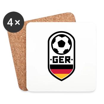 Badge de football allemand - Dessous de verre (lot de 4) - blanc - Devant