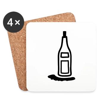 Flasche Korken - Untersetzer (4er-Set) - Weiß - Vorne