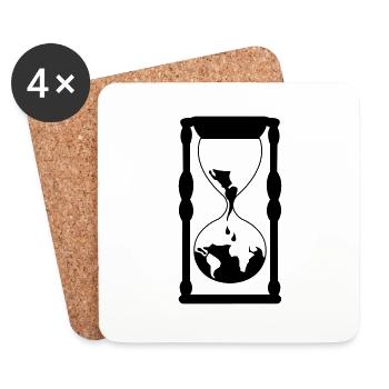 die_welt_in_einer_sanduhr_01 - Dessous de verre (lot de 4) - blanc - Devant