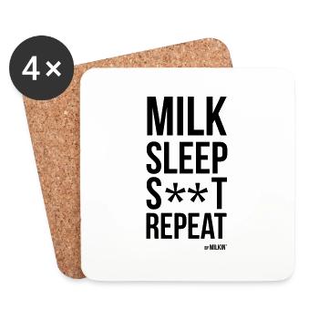 Milkin' - Repeat - Breastfeeding - Untersetzer (4er-Set) - Weiß - Vorne