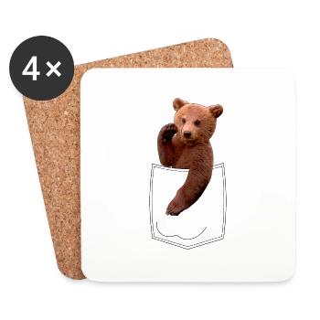 Poche poitrine ours - Dessous de verre (lot de 4) - blanc - Devant