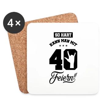 40 hart feiern - Untersetzer (4er-Set) - Weiß - Vorne