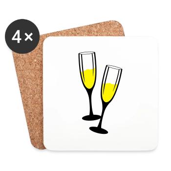 sekt glaeser anstossen - Untersetzer (4er-Set) - Weiß - Vorne