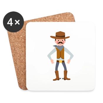 cow-boy - Dessous de verre (lot de 4) - blanc - Devant